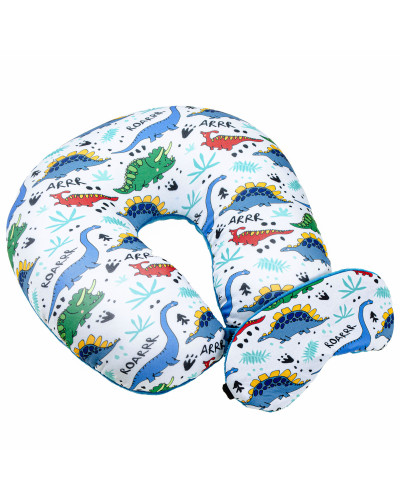 Подушка-рогалик дорожня і пов'язка для очей Home Line "Динозаври" 30x30см 179145