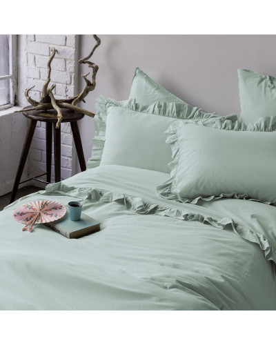 Євро комплект постільної білизни Issimo "FRILL MINT" з рюшем 177183