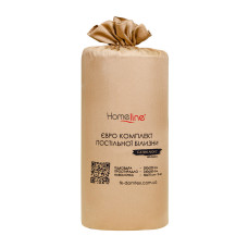 Євро комплект постільної білизни Home Line "Сатин Люкс" (бежево-золотий) 176559