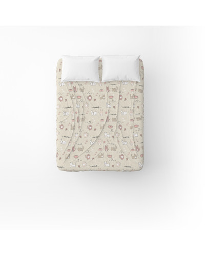 Простирадло бязеве Home Line "Котяча Радість" 150х215см (пісчано-рожевий) 175859