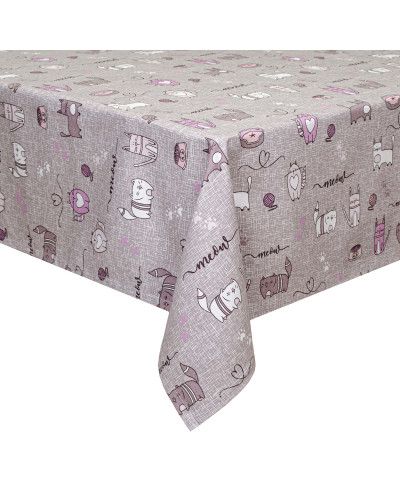 Скатертина Home Line "Кіт на кухні" (сіро-бузковий) 150х150см 175276