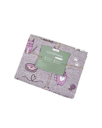Скатертина Home Line "Кіт на кухні" (сіро-бузковий) 150х150см 175276