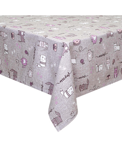 Скатертина Home Line "Кіт на кухні" (сіро-бузковий) 120х150см 175272