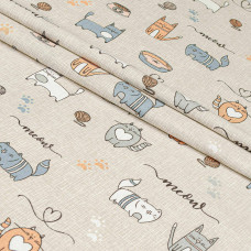 Півтораспальний комплект постільної білизни Home Line "Котяча Радість" (бежевий) 174437