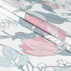 Простирадло бязеве Home Line "Весняний вечір" 145х215см (сірий-рожевий) 166530