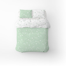 Півтораспальний комплект постільної білизни Home Line "Волошки" (білі та зелені) 162853