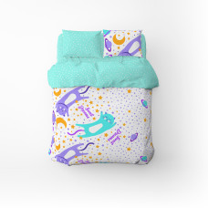 Півтораспальний дитячий комплект постільної білизни Home Line "Коти та зорі" (бірюзовий) 162243