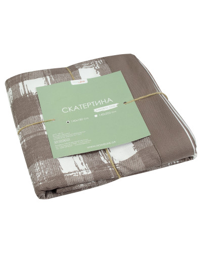 Скатертина з рамкою "Клітинка" (капучино) 140х220см 158359