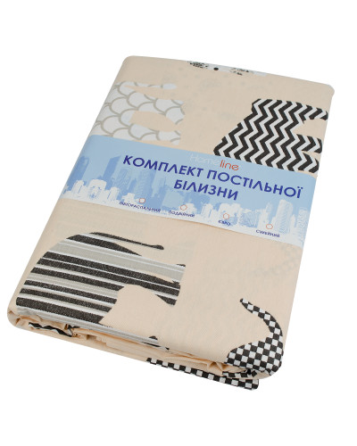 Півтораспальний комплект постільної білизни Home Line "Слони" (бежевий) 70х70см (2 шт.) 156320