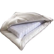 Подушка двостороння  з пружинним блоком і наповнювачем з силіконізованого волокна (кремовова)