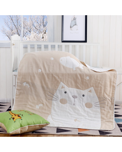 Ковдра ткана Home Line 110х110см "Кіт і рибка" (бежева) 137654