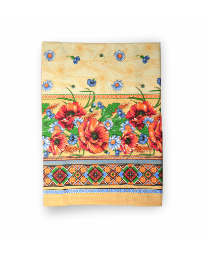 Скатертина рогожка "Маки та ромашки" 150х180см 129267