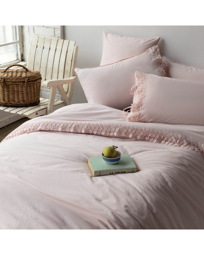 Євро комплект постільної білизни Issimo "DAISY PINK" з мереживом 177180
