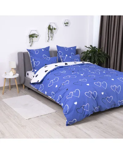 Комплект постільної білизни "ТЕП" NAVY BLUE LOVE, 70x70 двоспальний