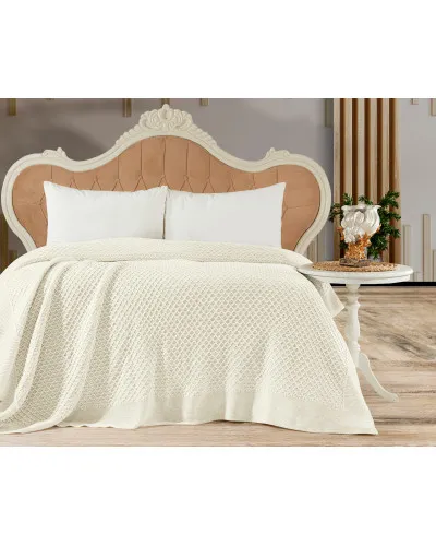 Zeynep krem в'язаний акріловий плед. Romeo Home Туреччина.