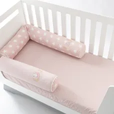 Бортик валик захисний мультифункціональний PAPAELLA 60х15 см 120х15 см дитяче ліжечко пудра