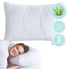 Подушка Aloe Vera 50х70 см IDEIA з просоченням тканини екстрактом Алоє Вера антиалергенна біла з блискавкою