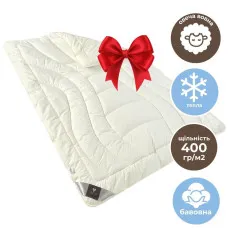 Ковдра Wool Premium вовняна 155х210 см IDEIA двошарова зимова вовна супер тепла бавовна натуральна