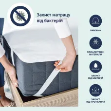 Наматрацник захисний Аква Стоп 160х200 см IDEIA з еластичними стрічками по кутах, непромокальний, водонепроникний