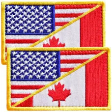 Набір шевронів 2 шт з липучкою Прапор США і Канади 5х8 см вишитий патч нашивка Америка та Канада