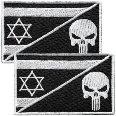 Набір шевронів 2 шт на липучці Ізраїль та Череп Карателя Punisher 5х8 см патч нашивка Ізраїлю та Каратель