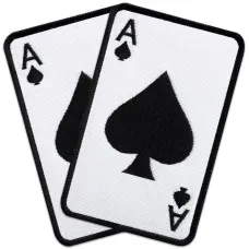 Набір шевронів 2 шт з липучкою Карта Туз Пик, Ace of Spades 5х8 см білий вишитий патч нашивка шеврон