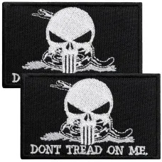Набір шевронів 2 шт. з липучкою Змія Череп карателей, Don't Tread On Me, Punisher, чорний вишитий патч шеврон