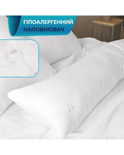 Подушка ортопедична з наволочкою сатин для сну та відпочинку S-Form IDEIA 40х130 см антиалергенна з блискавкою
