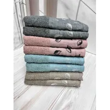 Рушник махровий для обличчя Листочки, 50х90см. упаковка 8шт.