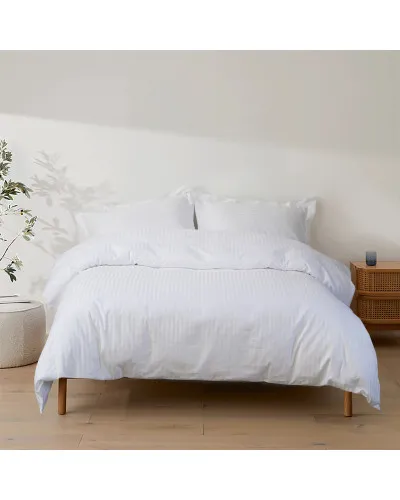 Постільна білизна сатин Lotus Home - White Collection Stripe білий євро