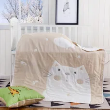 Ковдра ткана Home Line 110х110см "Кіт і рибка" (бежева) 137654